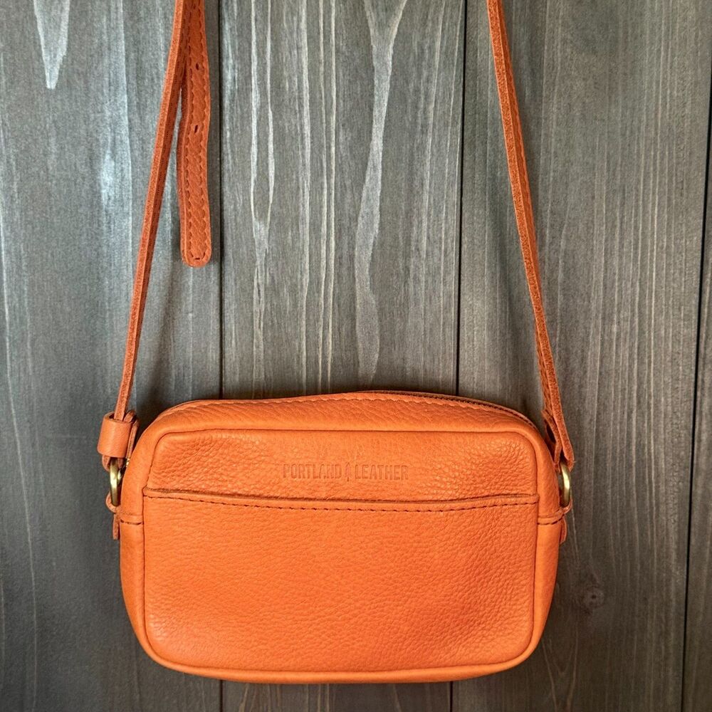 Koi Orange PORTLAND LEATHER Small Camera Crossbody Bag   Full Grain Leather Boho